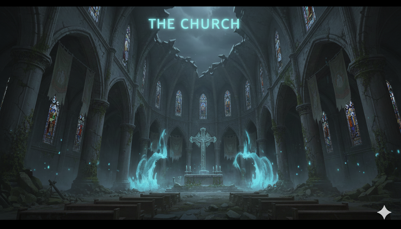 The Archive fractured by cyan temporal energy